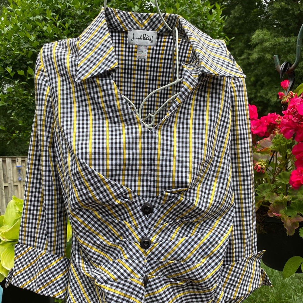 Joseph Ribkoff Black/white/gold Designer Blouse